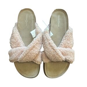 Treasure & Bond Women's Davina Faux Shearling Slide Sandals  9M - Cozy Comfort